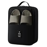 Bolsa de Sapatos para Viagem 03 Compartimentos Necessaire Organizadora de Tênis Sandálias Chinelos Sapato Porta Calçados com Zíper Malha Respirável Dobrável Economia de Espaço (PRETO)
