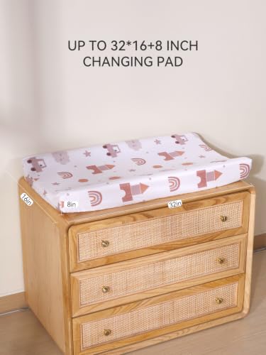 Image of TILLYOU Changing Pad Cover Set in Soft Jersey Material - Fits 32 inch /34''x16 Contoured Pad for Babies, Block car