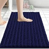 Arotive Luxury Bathroom Rugs 24x16, Extra Soft Thick Absorbent Shaggy Chenille Bath Rugs, Non-Slip Machine Wash Dry, Bath Mats for Bathroom Floor, Tub and Shower, Home Decor Accessories, Navy