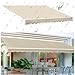 Garden Awning Patio Retractable Manual Awning Canopy Sun Shade Shelter, Awning Fabric Replacement, Retractable Patio Awning Replacement Fabric Waterproof，Patio Awning，Grey(Beige,5x2m(16x6.5ft))