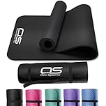 OZE SPORTS Yoga Mat, NBR Foam, Extra Thick, Non-Slip, High Density, Large, for Pilates, Gymnastics, HiiT and Fitness, with Carry Strap (Black)
