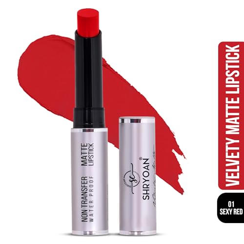 Image of Shryoan Velvety Matte Non-Transfer Lipstick I Long Lasting Stay with Non-Transfer Formula | Smudge & Water Proof (3.5 gm) (Red)