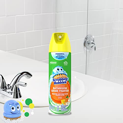 Image of Scrubbing Bubbles Bathroom and Shower Cleaner Aerosol, Foaming Action Bathroom Grime Fighter, Citrus Scent, 20oz (Pack of 1)