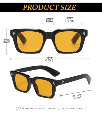 Image of EYLRIM Trendy Square Sunglasses for Men Women Square Frame Sun Glasses with Hammer Shaped Rivet Design