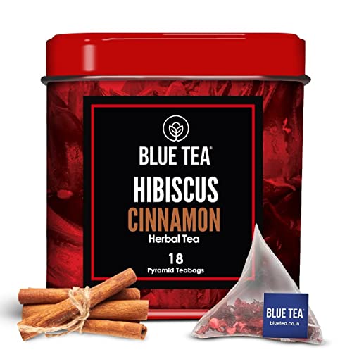 BLUE TEA - Hibiskus-Zimt-Tee -18 TB | HOCH auf ANTIOXIDANT | Koffeinfrei - Kräutertee - Glutenfrei - Nicht GVO - Umweltbewusste Blechverpackung Cover