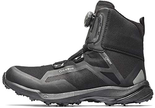 Icebug Mens Walkabout BUGrip GTX Hiking Boot with Carbide Studded Traction Sole, Black, 9