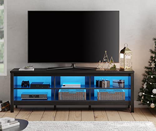 WAMapat LED TV Stand for 75 Inch TV, Modern Entertainment