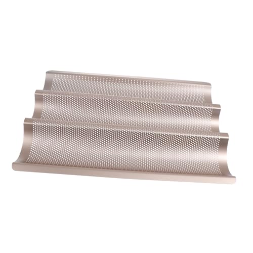 BRIGHTFUFU 1Pc Nonstick French Bread Baking Mold Golden Three Slot Pan for Homemade Baguettes Kitchen Gadget for Daily Baking and DIY Bread Making