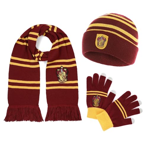 Harry Potter Bufanda oficial Gryffindor, gorro y guante Set de