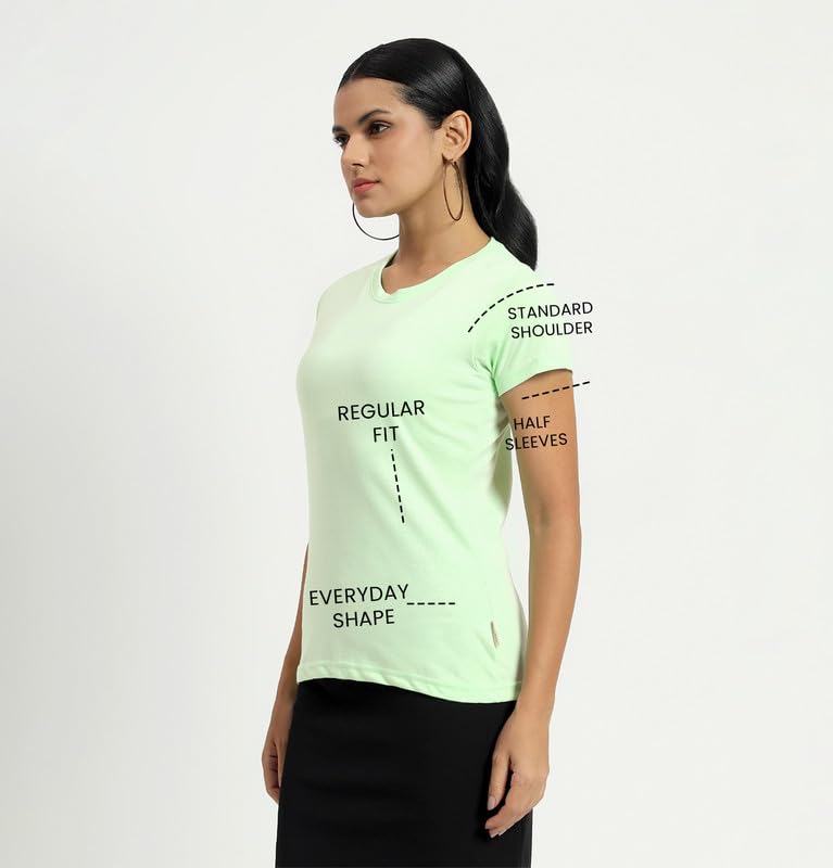 Image of Sleepynuts Women's Plain Round Neck Regular Fit Half Sleeve Cotton T Shirt