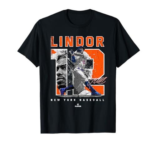 Number and Portrait Francisco Lindor New York MLBPA T-Shirt Small