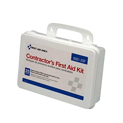 First Aid Only 9301-25P 25-Person Contractor's First Aid Kit for Home Renovation, Job Sites, and Construction Vehicles, 178 Pieces