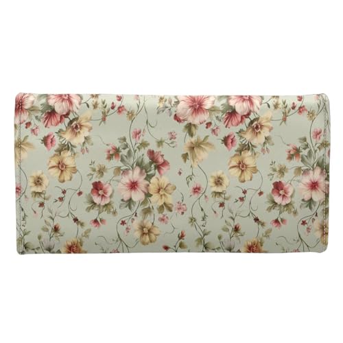 Image of AFPANQZ Retro Flower Womens Wallets RFID Blocking Leather Clutch Long Wallet for Women, Card Holder Phone Organizer Ladies Travel Purse Hollow Out