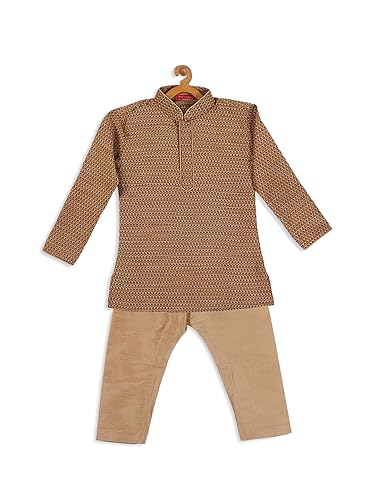 Image of VASTRAMAY Baby Boys Silk Blend Printed Infant Azure and Kurta Pyjama Set