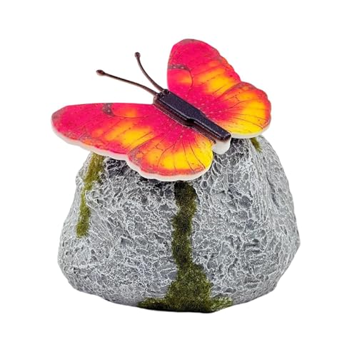 Pierres de jardin extérieur solaire avec galets papillon lumineux