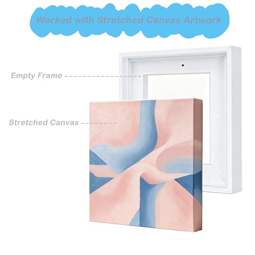 Image of Canvas Frames for 8 inchx8 inchPaintings with 0.6 inch~0.9 inch Deep White | VAREIHNAZ Canvas Floater Frames for 8 inchx8 inchCanvas Paintings,Square Floating Frames for Wall Decor,No Glass or Back(White)