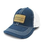 Thread Tank Shenanigan Enthusiast Distressed Navy Snapback Cap with White Mesh and Genuine Leather...