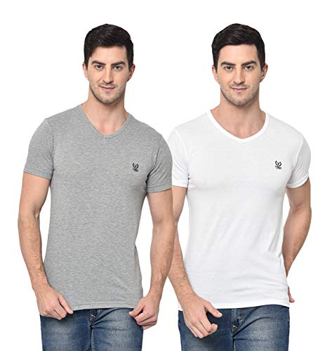 Image of Mack Jonney - Regular Fit Cotton Blended T-Shirts for Men (Pack of 2)-V 0002-P