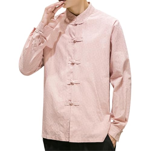 Chemise Zen pour homme en coton lin avec boutons grenouille
