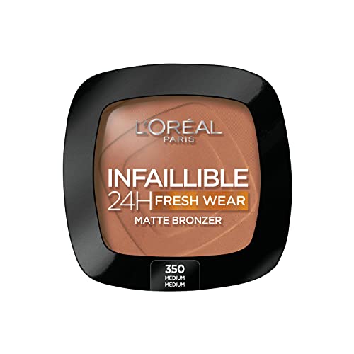 L'Oréal Paris, Polvos Compactos Mate, Efecto Bronceado Facial de Larga Duración, Infallible 24H Fresh Wear, Tono: Medium 350, 9 g