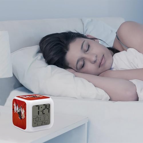 Relojes digitales con luz nocturna multicolor y alarmas programables para dormitorios 6