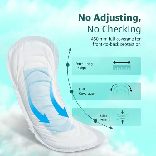 Image of Amazon Basics Maternity Pads | Large | 450mm | Upto 650ml High Absorption | Breathable Top Layer | Contoured Slim Fit | Postpartum & Heavy Flow Protection | 30 Count (10 x Pack of 3)