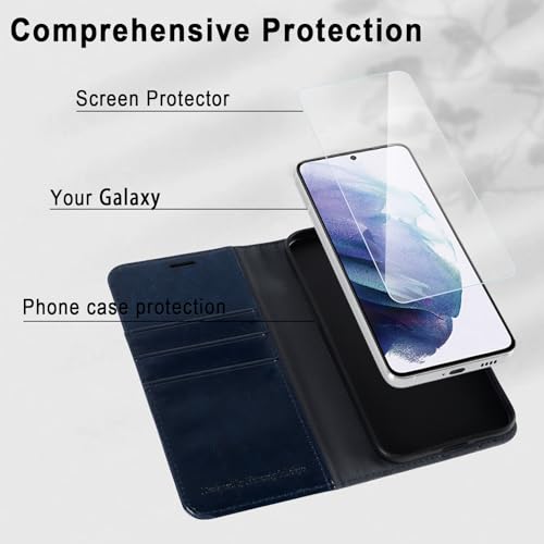 MONASAY Wallet case fit for Galaxy S21 FE 5G,6.4 inch,[Included Screen Protector][RFID Blocking] Flip Folio Leather Cell Phone Cover with Credit Card Holder for Samsung Galaxy S21 FE 5G, Blue by MONASAY - Image 5