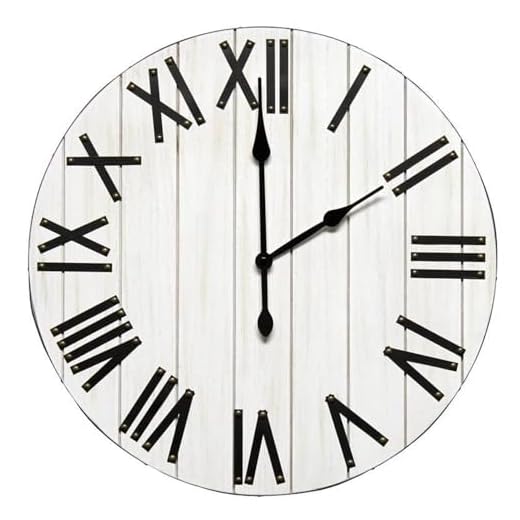 Elegant Designs HG2004-WWH Handsome Rustic Farmhouse Roman Numerals 21" Wood Wall Clock, White Wash