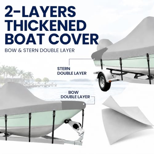 Fuprosico 1200D Center Console Boat Cover 17-19ft with Motor Cover,Gray by Fuprosico - Image 4