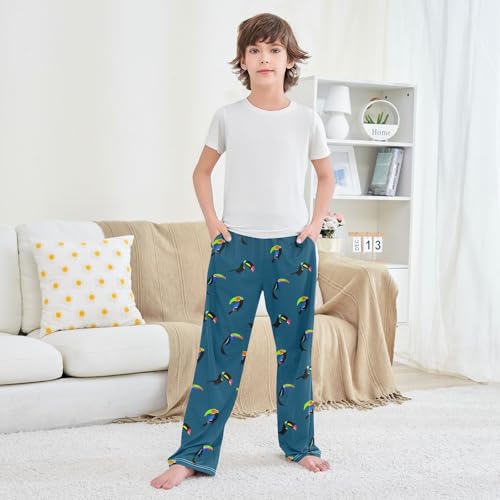 Boys' Pants Flat Toucan Tropic Bright Bird Long Bottoms Jogger Pants Elastic Waist Trousers with Pockets S-XL3