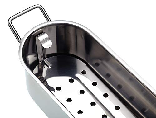 Foto von KitchenCraft Clearview Fischdünster, Länglicher Fisch Kochtopf für Induktion, Gas und Elektrokochfelder und Herde, Kochtopf mit Deckel, Edelstahl Silber, 61.5 x 18.5 x 10.5 cm
