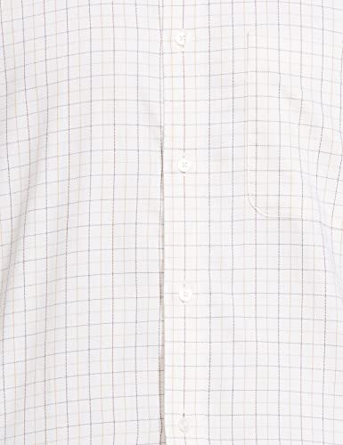 Image of Raymond Men's Pure Cotton Checks Pattern Slim Fit Semi Cutaway Collar Full Sleeve Formal Shirt