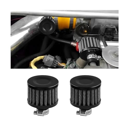 CGEAMDY 2 Stück Luftfilter für Autos, Kurbelgehäuse- und Entlüftungsfilter, Mini-Luftansaugfilter, Entlüftungszubehör, Universelles Autozubehör (Schwarz)