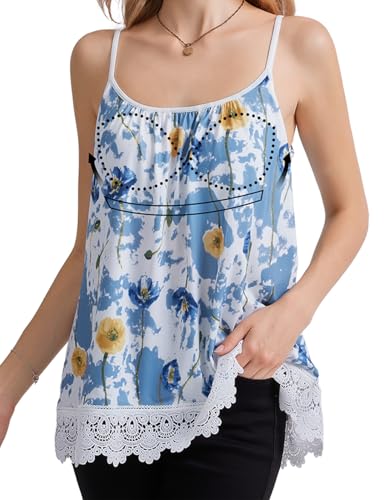 Image of Camisoles for Women with Built in Bra Adjustable Strap Tank Tops Cami Sleeveless Summer Tops for Workout Sleeping Traveling