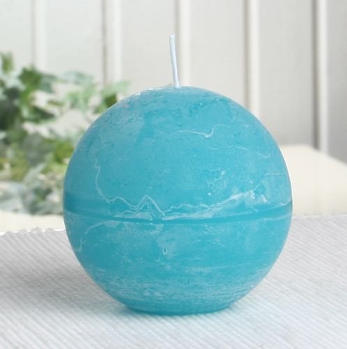 Kugelkerze, 8 cm Ø, Aqua-türkis, Unparfümiert
