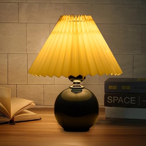 Lámpara de mesa plisada de cerámica DIY con bombilla LED tricolor miniatura 2