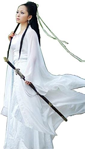 Amazon クリスマスパーティー ハロウィン 中国古代服装仙女 小龙女白 古装演出服 舞台服 人気 身長140 ホワイト コスプレ 仮装 通販