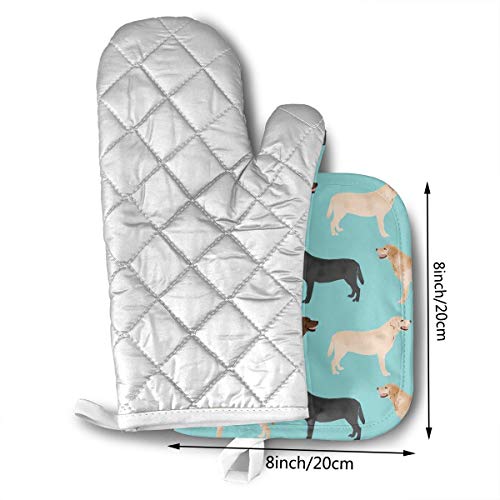 Cute Labradors Yellow Chocolate Black Lab Pet Dogs Oven Mitts And Potholders (2-Piece Sets) - Kitchen Set With Cotton Heat Resistant,Oven Gloves For Bbq Cooking Baking Grilling #TOP2