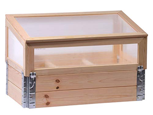 dobar 58411e Frühbeet mit Untersatz Gr. L - Frühbeetaufsatz Massivholz - Gewächshaus mit Deckel - Pflanzkasten für die Anzucht - Salat/Gemüse/Setzlinge - 100 x 50 x 50 cm - Natur