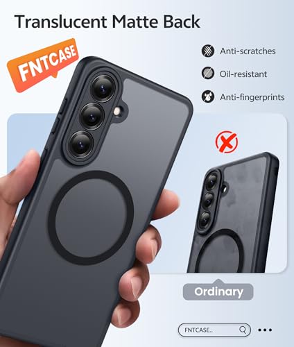 Image of FNTCASE for Samsung Galaxy S26+ Plus Case: [Fit for Magsafe] [Full Camera Protection + Screen Protector] Translucent Matte Military Grade - Shockproof Protective Phone Cover for S26 Plus - Black