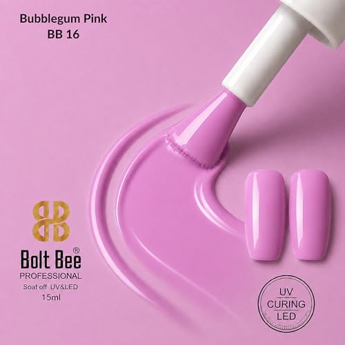 Image of Bolt Bee Bubblegum Pink Color Gel Nail Polish Soak Off UV Gel DIY at Home 15ML Manicure Salon Nail Art