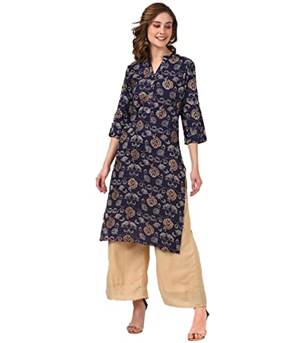 Image of rangita Women Rayon Regular Fit Calf Length Printed Straight Kurti | Kurta