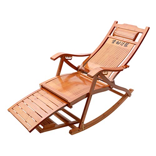 N / A Bamboo Rocking ChairKlappstuhl, Verstellbarer Freizeitschaukelstuhl...