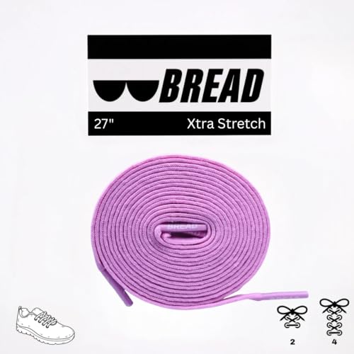 Image of Bread Elastic Xtra Stretch No-Tie Shoelaces - Durable Slip-On Laces for Sneakers & Boots, Kids & Adults, Travel-Friendly