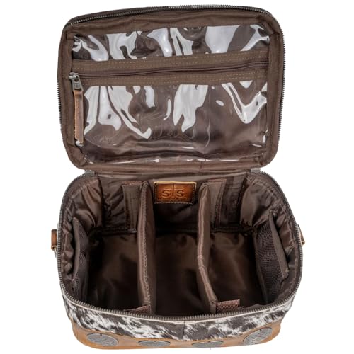 STS Ranchwear Vaquero Glamour STS-34330 Zip Around Full Grain Leather Cosmetic Organizer with 2 Compartments, Multi4