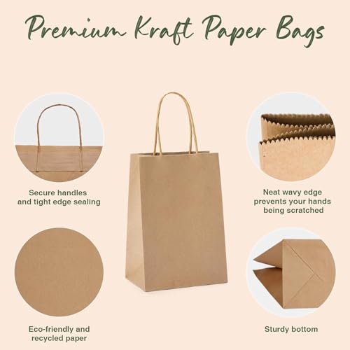 Image of Disposable Brown Kraft Paper Bags 6 inchx8 inchx4 inch Pack of 25pcs- Small Party Favor Goodie Bag, Craft Paper Return Gift Bags -Disposable Recycled Eco Friendly Paper Bags (6 inchx8 inchx4 inch)
