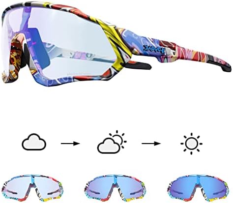 KAPVOE Photochromic Cycling Glasses Men Women Mountain Bike Sunglasses Clear MTB Bicycle Riding