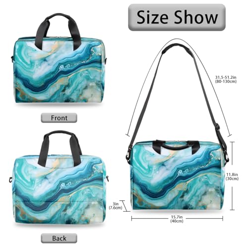 Funda para laptop con estampado de mármol líquido turquesa miniatura 5