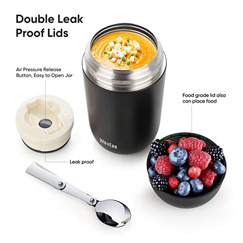 Thermoschüssel WayEee Edelstahlbehälter für Essen 450ml, 710ml