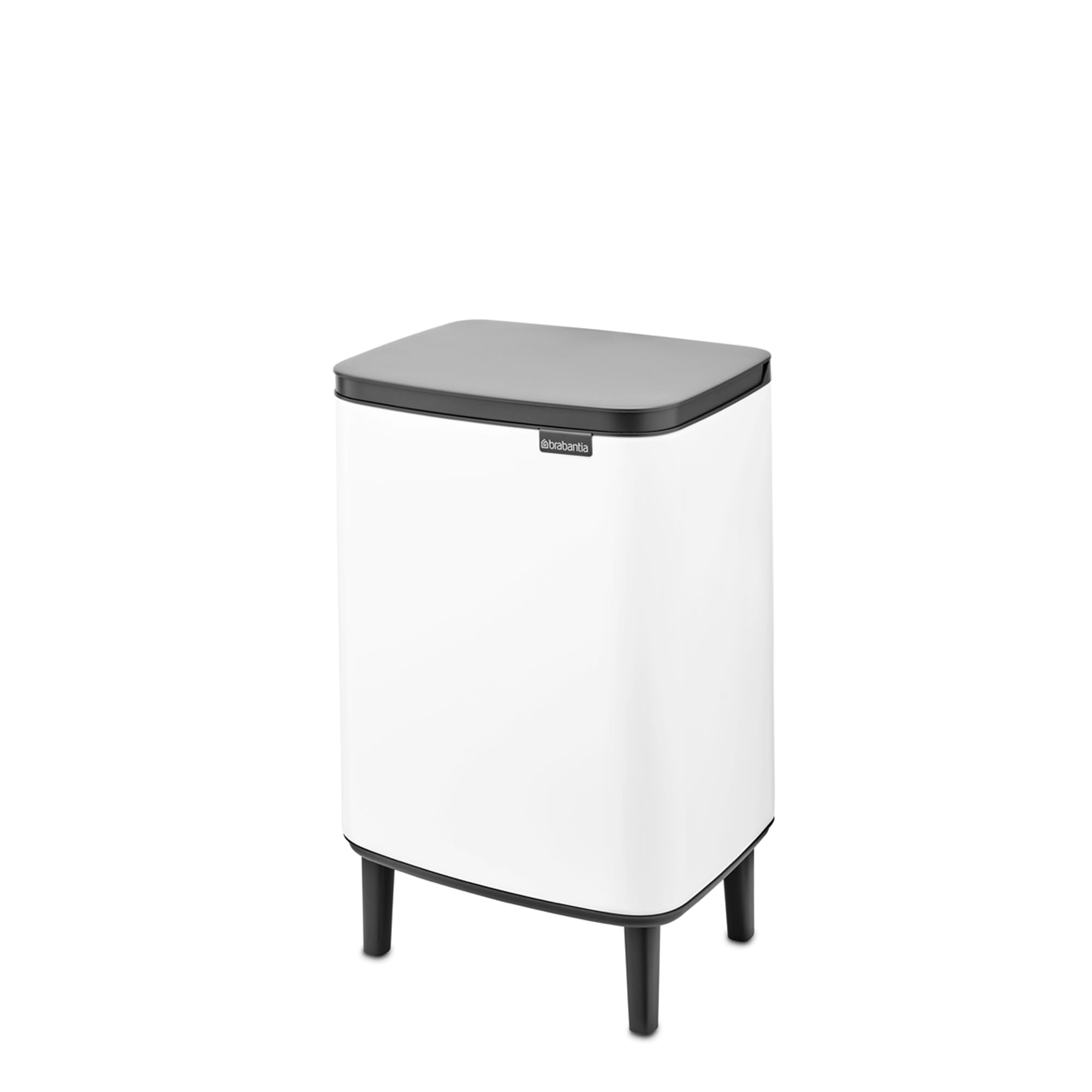 Brabantia - Cubo de basura Bo Hi 12 L con tapa de cierre suave, interior extraíble y asa de transporte - Adecuado para baño, dormitorio y oficina en casa - White